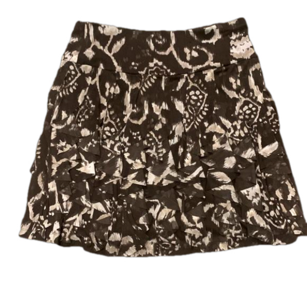 INC Medium Ruffle Neutral Earth Tone Mini Skirt